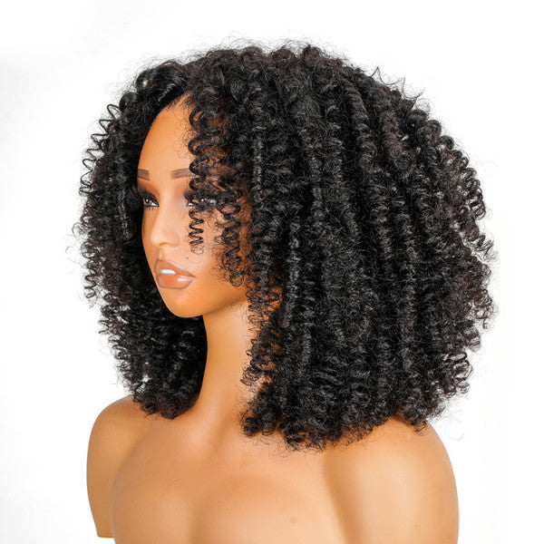 300% Density Finger Coils Curly HD Lace Front Wigs Pre bleached Glueless Ready To Go Human Hair Wigs