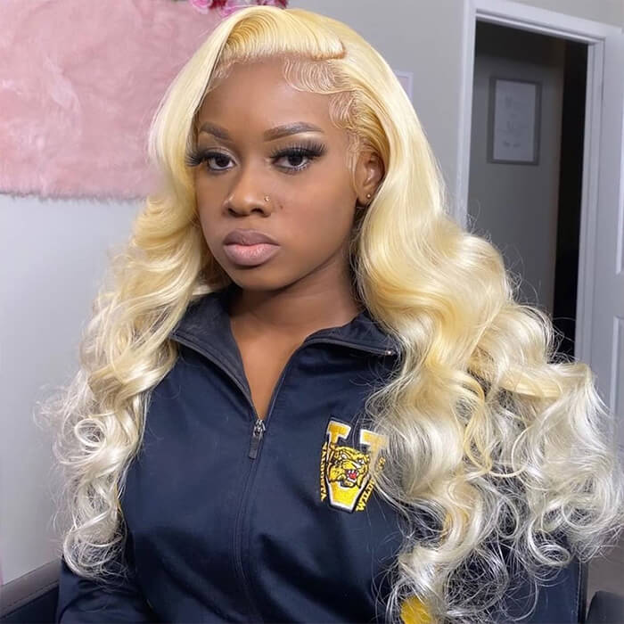 Blonde 613 Color 13x4 Invisible HD Lace Frontal Wig Straight & Body Wave Wigs For Sale