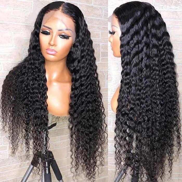 Deep Wave Upgraded 13x6 Full Lace Frontal Wig Virgin Human Hair Pre Bleached Knots