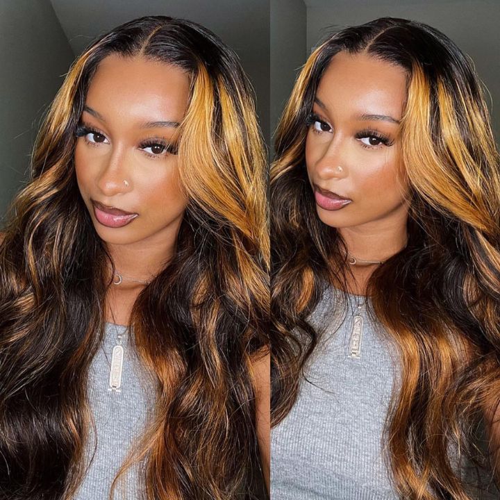 CIARA Hair Highlight Balayage Body Wave Honey Blonde 13x6 HD Transparent Lace Front Wigs for Women Lace Front Wig Human Hair