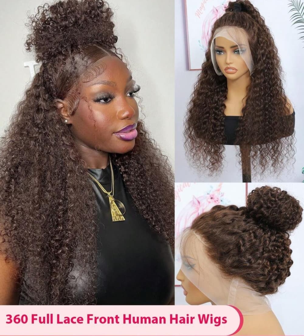 360 Lace Wig Chocolate Brown invisible Strap Adjustable