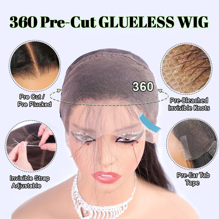 360 Lace Wig Chocolate Brown invisible Strap Adjustable