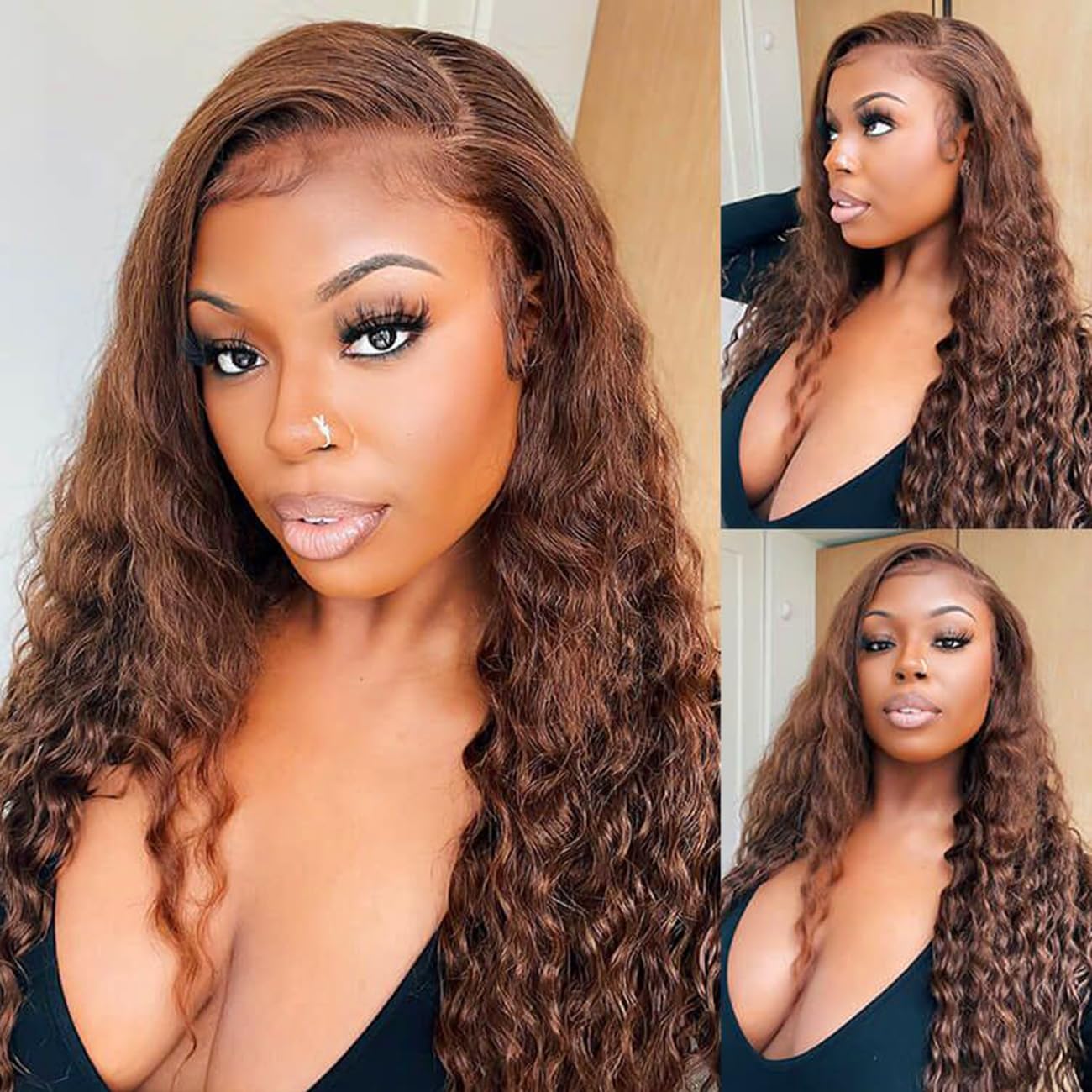 360 Lace Wig Chocolate Brown invisible Strap Adjustable