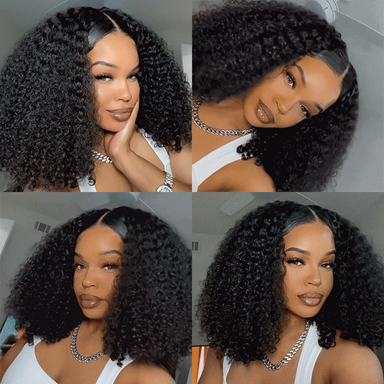 300% Density Popping Curly HD Lace Front Wigs Pre bleached Glueless Ready To Go Human Hair Wigs