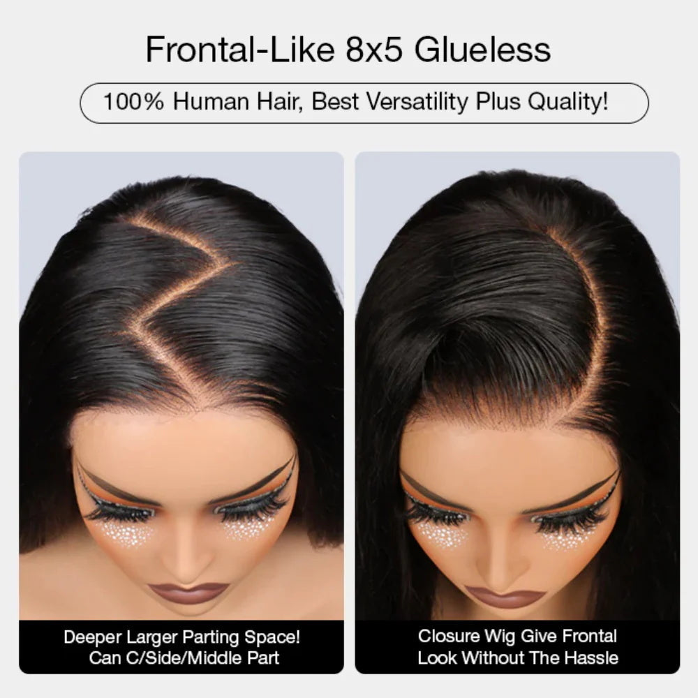 #33 Reddish Brown Kinky Straight Wig Autumn Color Glueless HD Lace Front Human Hair Wigs