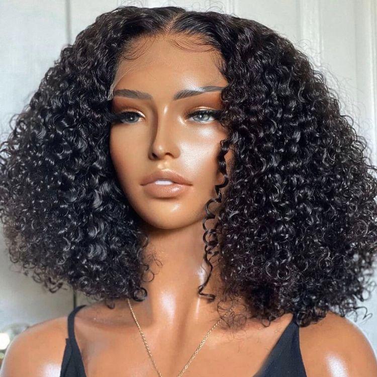300% Density Popping Curly HD Lace Front Wigs Pre bleached Glueless Ready To Go Human Hair Wigs