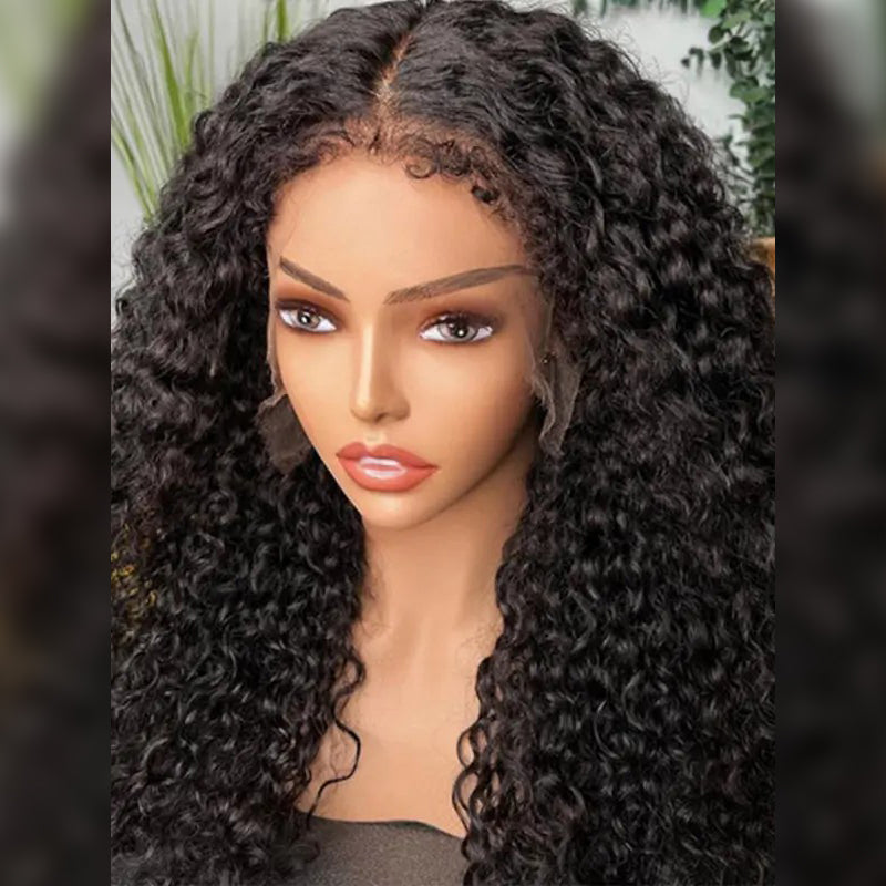 Type 4C Edge Hairline Water Wave Glueless 360 Lace Front Human Hair Wigs Pre Plucked With Curly Edges