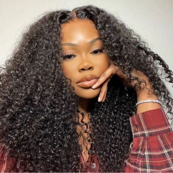 300% Density Popping Curly HD Lace Front Wigs Pre bleached Glueless Ready To Go Human Hair Wigs