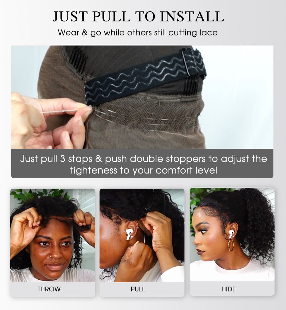 Type 4C Edge Hairline Water Wave Glueless 360 Lace Front Human Hair Wigs Pre Plucked With Curly Edges
