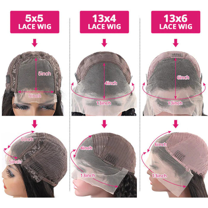 Asymmetrical Side Part Deep Wave Short Bob Wigs Human Hair Glueless HD Lace Front Wig With Side Parting