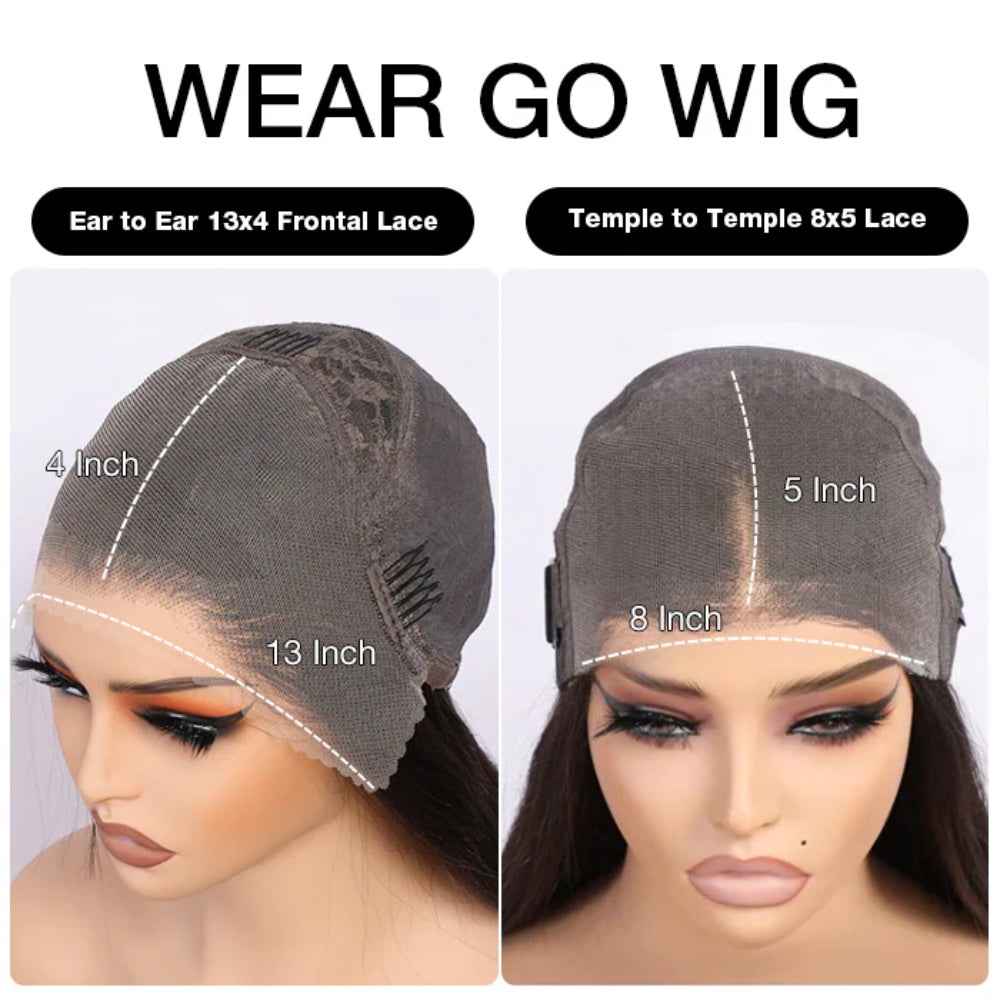 CIARA Hair Yaki Straight Put On and Go Glueless Lace Wigs 8x5 Pre-cut Human Hair Lace Wig Kinky Straight