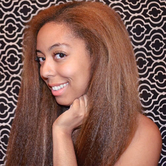 4C Edge Chotolate Brown Colored HD Lace Front Wigs Kinky Straight Glueless Human Hair Wigs
