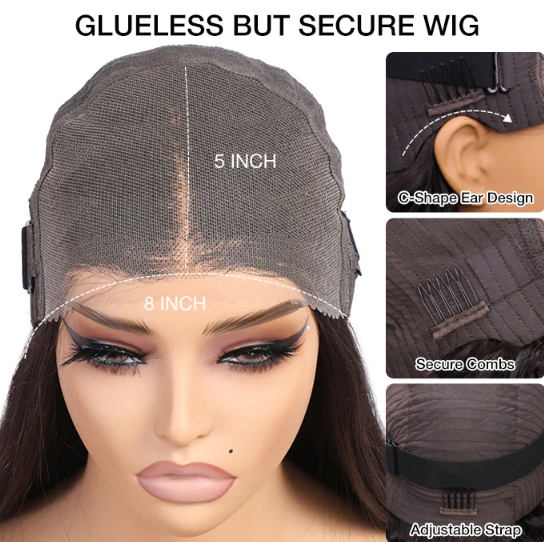 CIARA Hair Yaki Straight Put On and Go Glueless Lace Wigs 8x5 Pre-cut Human Hair Lace Wig Kinky Straight