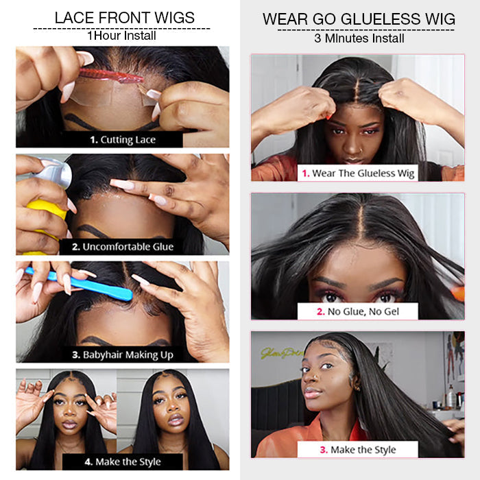 Wear And Go Glueless Water Wave Pre-Cut HD Lace Closure Human Hair Wigs