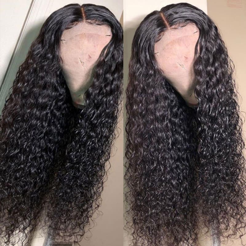 Water Wave Human Hair Wig T Part Undectable Lace Frontal Wig 13x5 Deep T Part Human Hair Wig