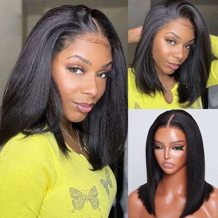 CIARA Hair Yaki Straight Put On and Go Glueless Lace Wigs 8x5 Pre-cut Human Hair Lace Wig Kinky Straight
