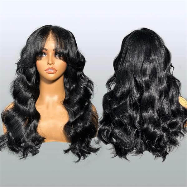 Body Wave Wig With Air Bangs Human Hair 13x4/4x4 Lace Wig/ Full Machinemade Wig Available