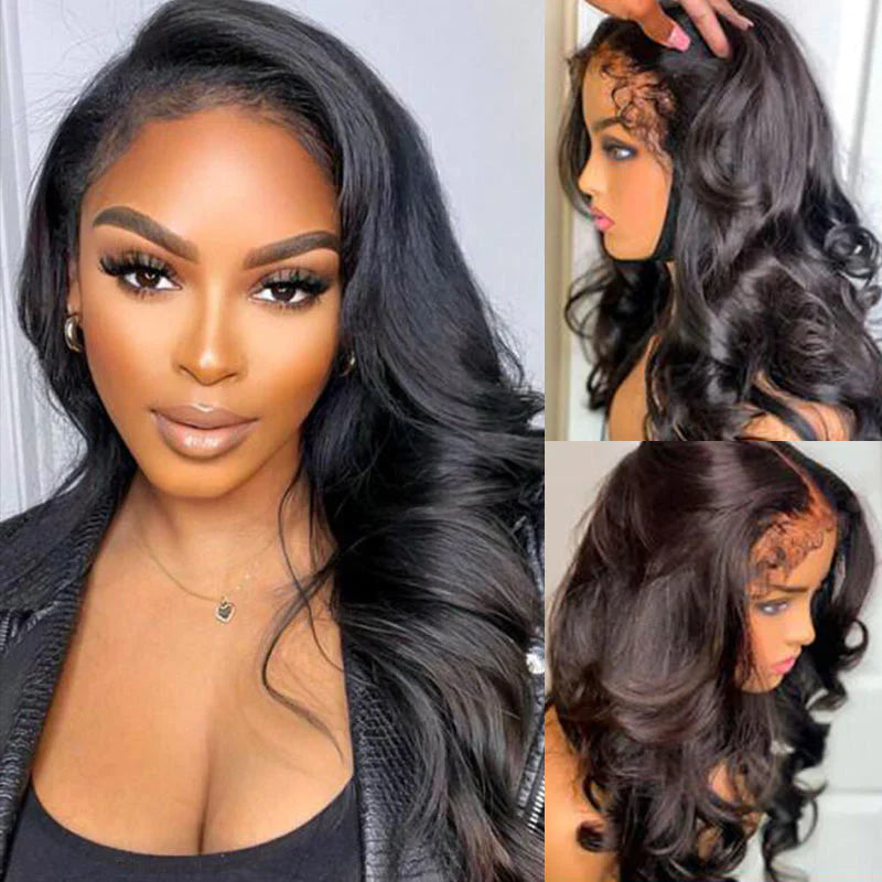 4C Edge Body Wave HD Lace Front Wig Pre Plucked Glueless Human Hair Wigs With Curly Baby Hair