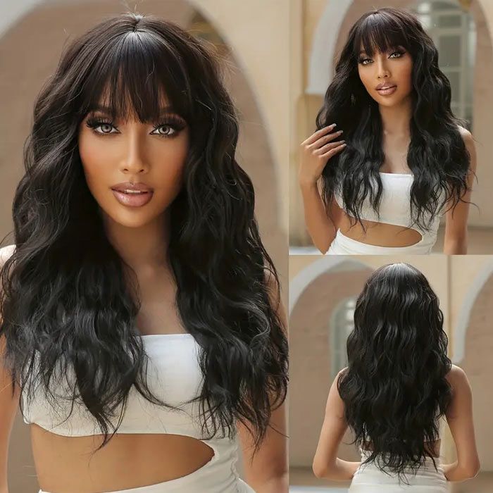 Body Wave Wig With Air Bangs Human Hair 13x4/4x4 Lace Wig/ Full Machinemade Wig Available