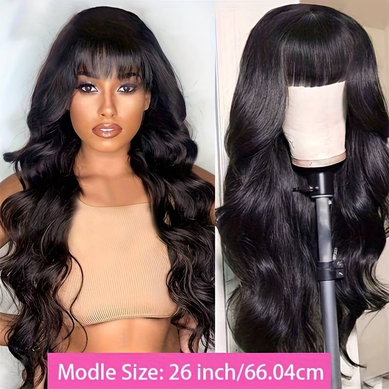 Body Wave Wig With Air Bangs Human Hair 13x4/4x4 Lace Wig/ Full Machinemade Wig Available