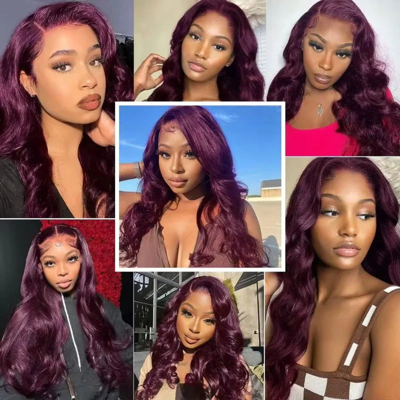 CIARA Hair Black Cherry Layered Cut 8x5 Glueless Wig Straight/Body Wave And 13x4 Lace Front Human Hair Wigs 220% Density