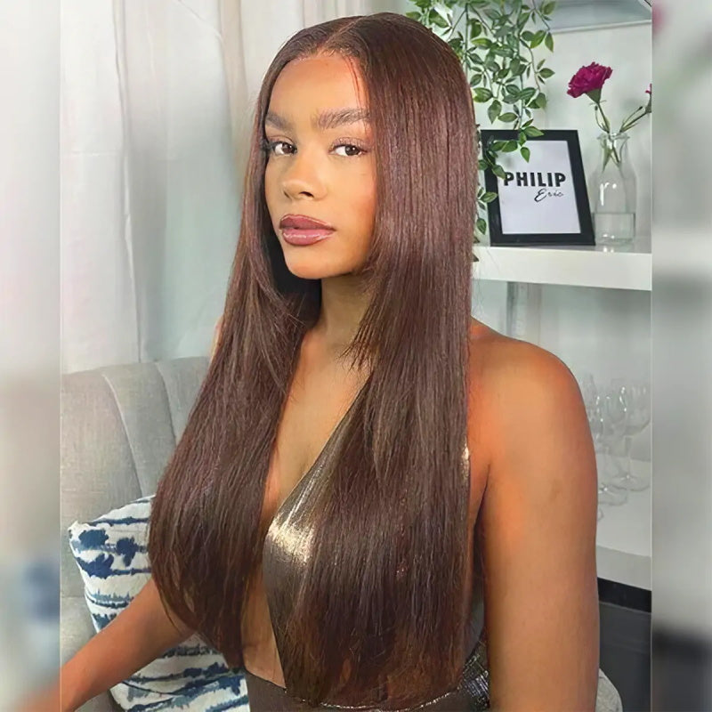 CIARA Hair Layered Cut #4 Dark Brown Straight 13X4 HD Lace Front Wig