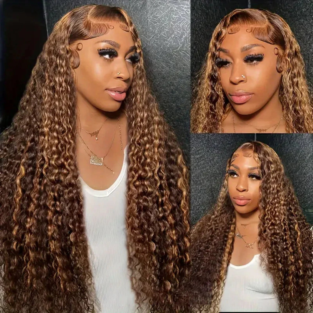 4/27 Highlight Deep Wave 8x5 13x6 HD Lace Frontal Wig Human Hair 220% Density