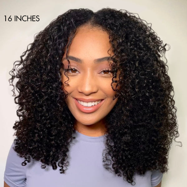 300% Density Coily Curly HD Lace Front Wigs Pre bleached Glueless Ready To Go Human Hair Wigs