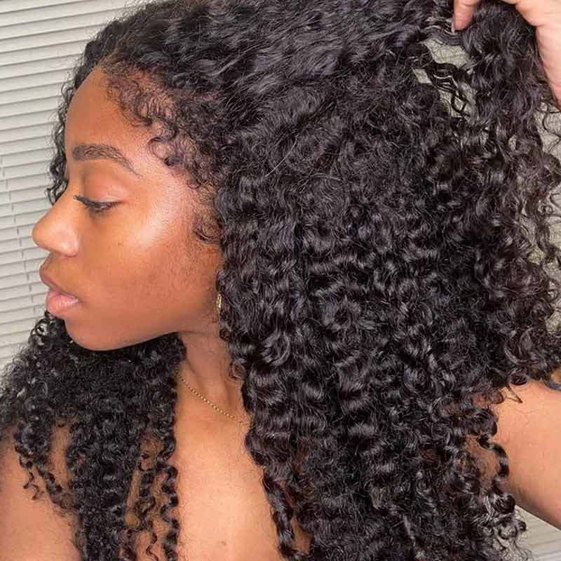 CIARA Hair 4C Kinky Edges 360 HD Lace Front Wigs Jerry Curly Wig With Realistic Hairline