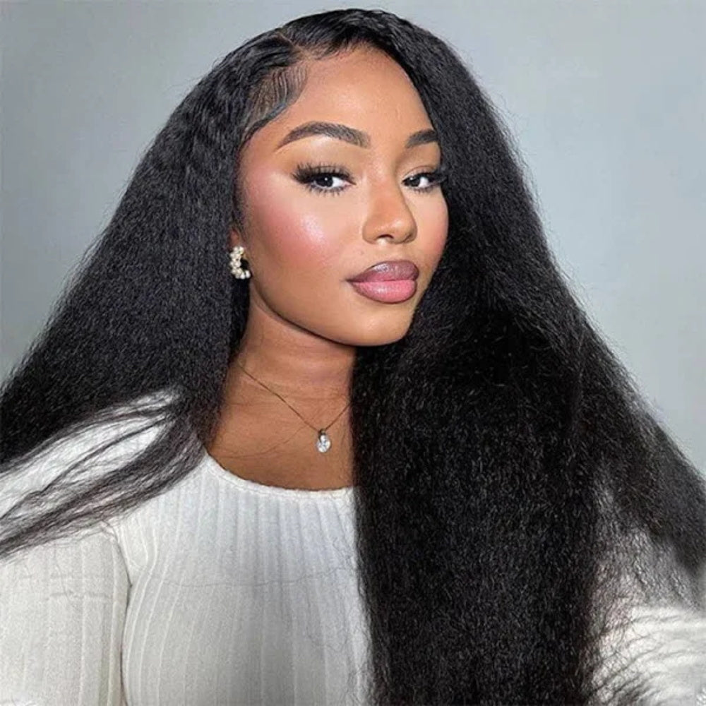 CIARA Hair Yaki Straight Put On and Go Glueless Lace Wigs 8x5 Pre-cut Human Hair Lace Wig Kinky Straight