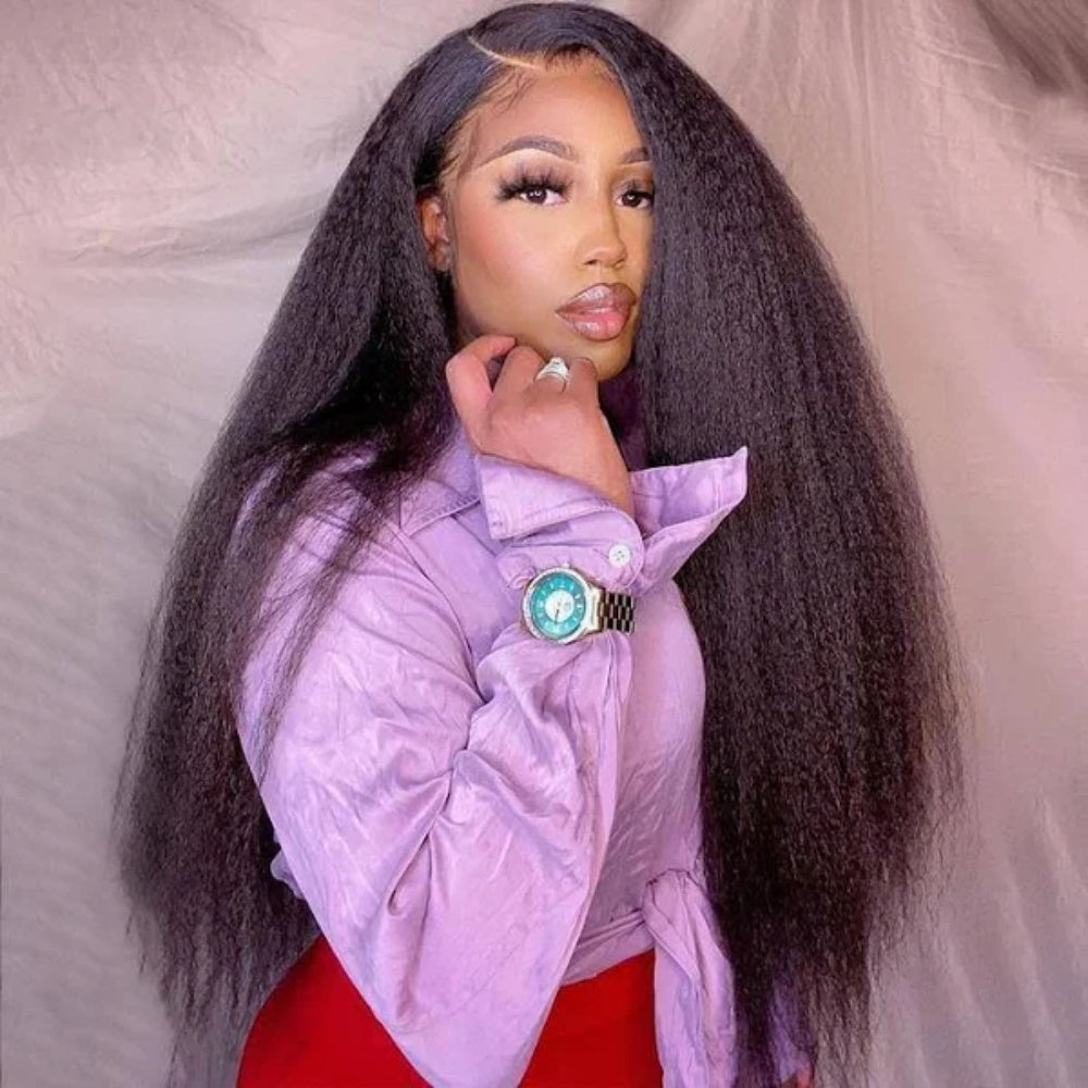 CIARA Hair Yaki Straight Put On and Go Glueless Lace Wigs 8x5 Pre-cut Human Hair Lace Wig Kinky Straight