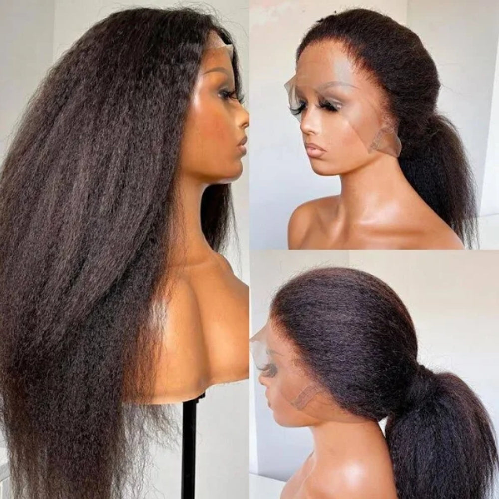 CIARA Hair Yaki Straight Put On and Go Glueless Lace Wigs 8x5 Pre-cut Human Hair Lace Wig Kinky Straight