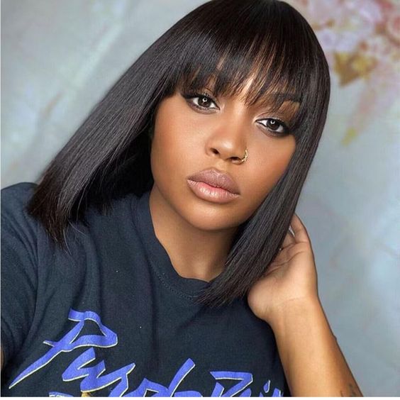 Straight Short Cut Bob 2x4 HD Lace Wigs Glueless Human Hair Wigs with Bangs For Black Women