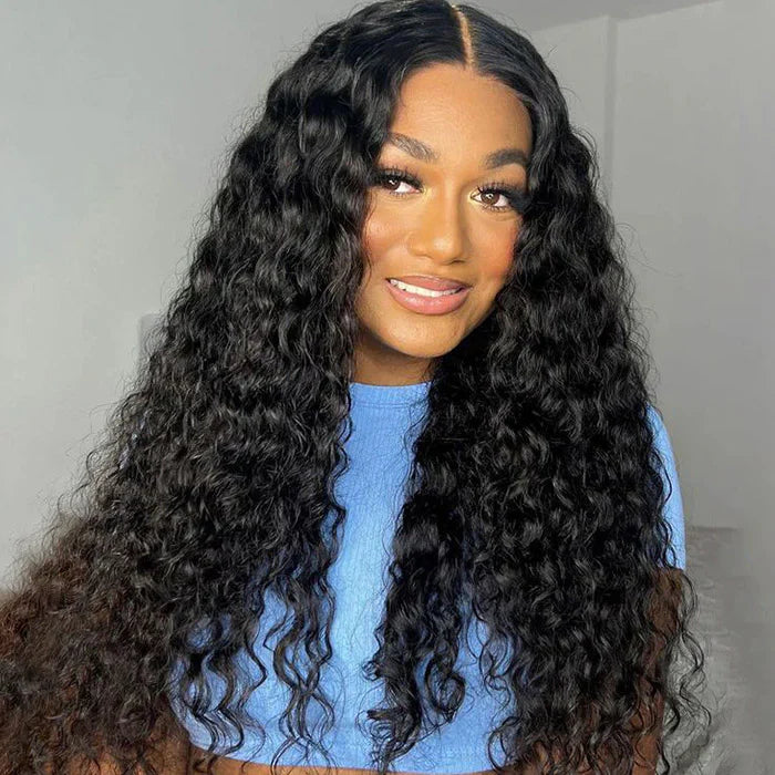 Wear And Go Glueless Water Wave Pre-Cut HD Lace Closure Human Hair Wigs