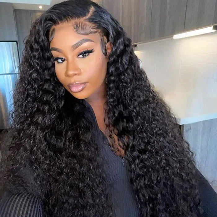 Wear And Go Glueless Water Wave Pre-Cut HD Lace Closure Human Hair Wigs