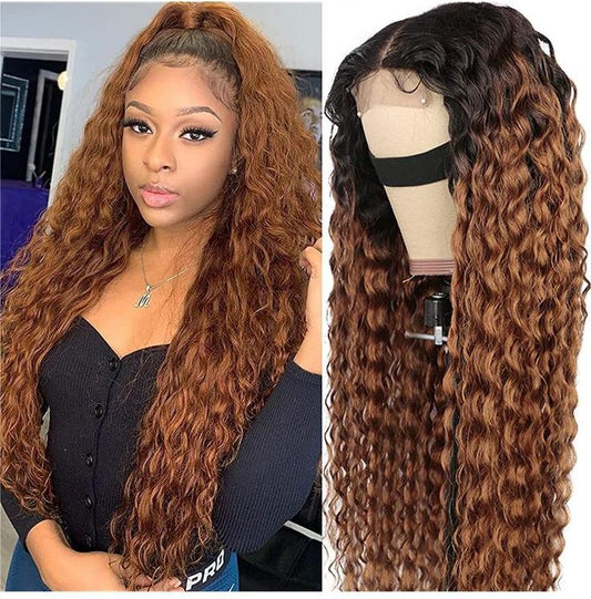 4C Edge Hairline 1B/30 Ombre Color HD Lace Curly Wigs 13x4/13x6/5x5 Lace Frontal Glueless Wig