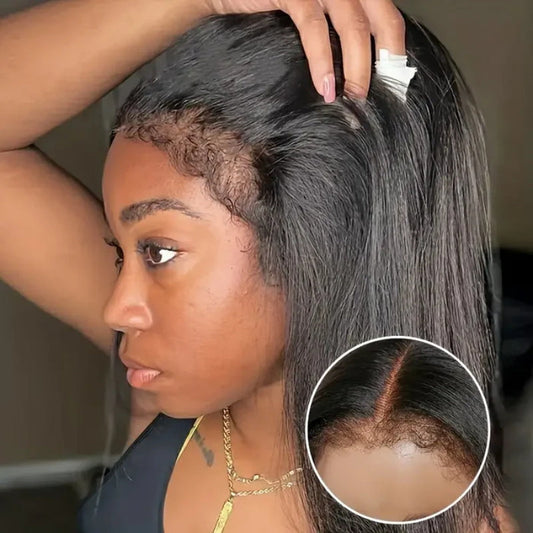 CIARA Hair 4C Edges Invisi Strap Snug Fit 360 hd Lace Frontal Kinky Straight Wig with Pre Plucked Hairline Human Hair Wigs