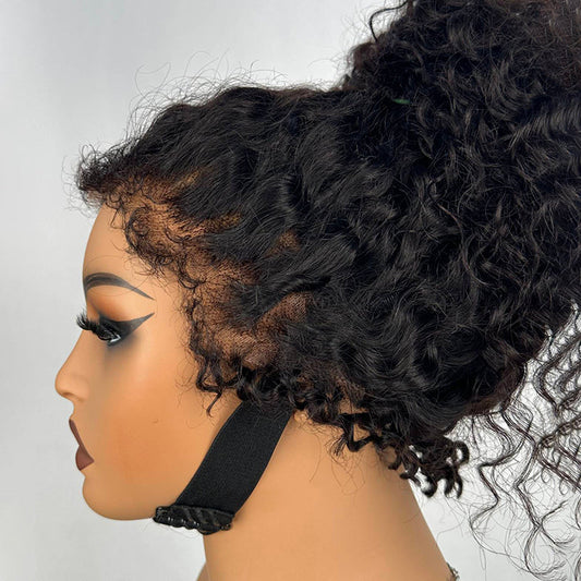 4C Edge Hairline Kinky Curly  Glueless  360 Lace Front Human Hair Wigs Pre Plucked With Curly Edges