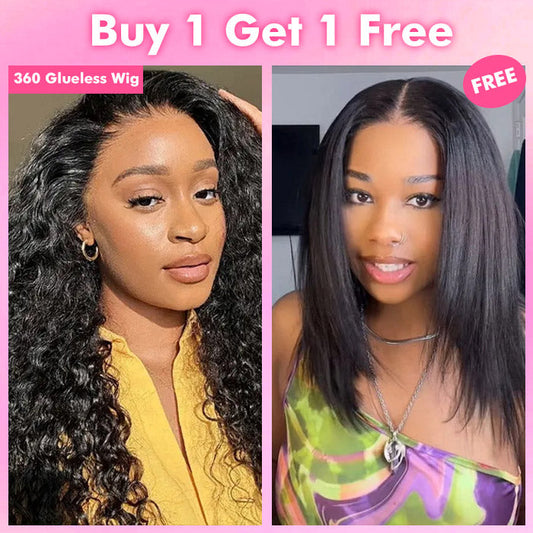 CIARAHair BOGO SALE /  Invisi Strap 360 Wig Water Wave And Yaki BOB Put And Go 220% Density