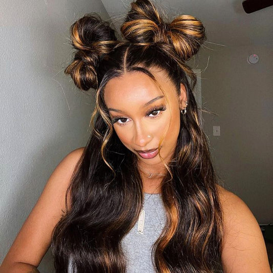 CIARA Hair Highlight Balayage Body Wave Honey Blonde 13x6 HD Transparent Lace Front Wigs for Women Lace Front Wig Human Hair