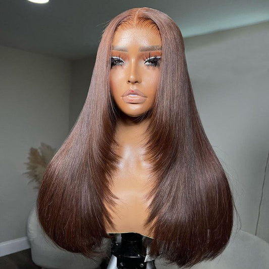 CIARA Hair Layered Cut #4 Dark Brown Straight 13X4 HD Lace Front Wig