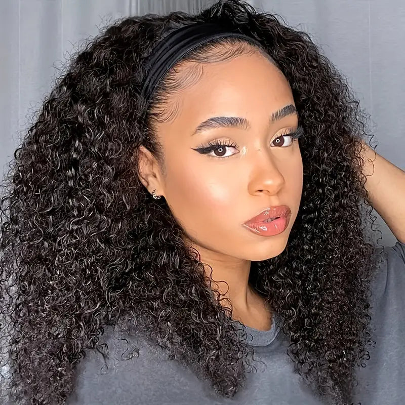 Curly Headband Bob Wig Human Hair Half Wigs