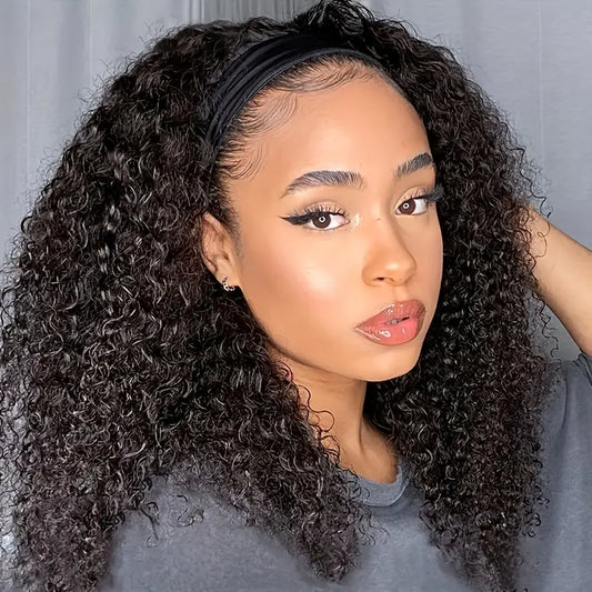 Curly Headband Bob Wig Human Hair Half Wigs