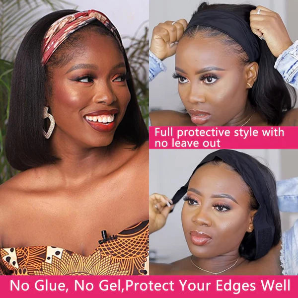 Affordable Headband Bob Wig Straight Hair Human Hair Half Wig For Sale