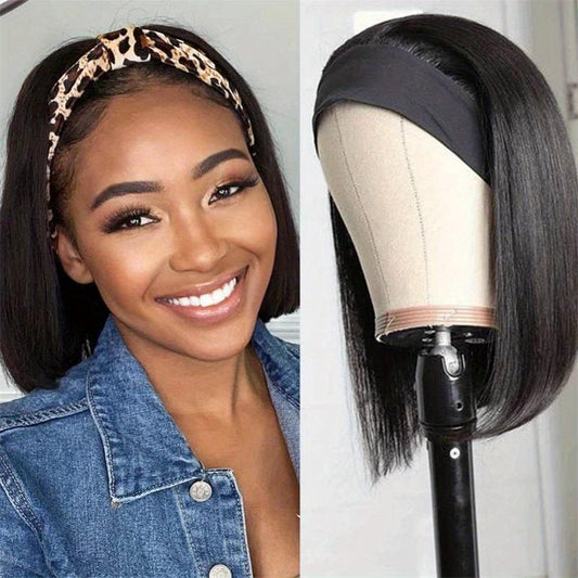 Affordable Headband Bob Wig Straight Hair Human Hair Half Wig For Sale