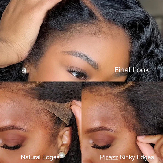 4C Curly Edge 360 Invisible Strap Reddish Brown Colored HD Lace Front Wigs Kinky Straight Glueless Human Hair Wigs