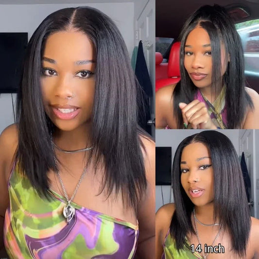 CIARA Hair Layered Cut Yaki Straight BoB Wig Wear Go Glueless Wig Beginner Friendly 220% Density